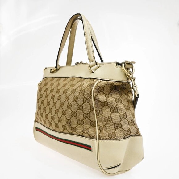 GUCCI Sherry GG Pattern 2way Shoulder HandBag Canvas Leather BN WE - Picture 4 of 15